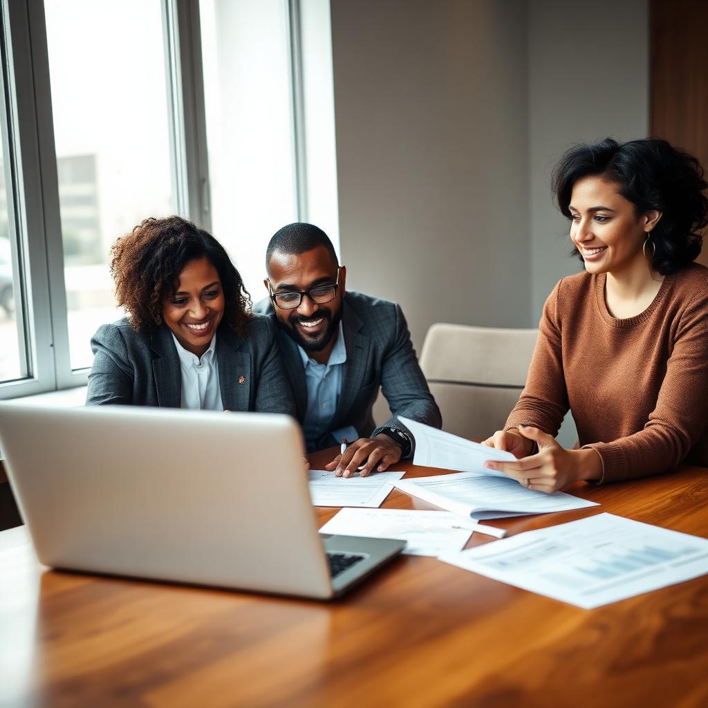 A diverse South African advisory team reviewing compliance documents together