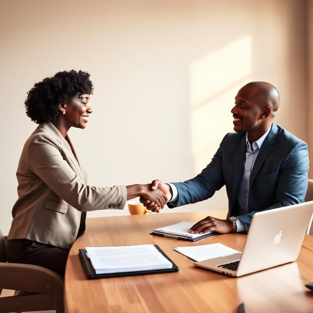 A South African business owner and advisor shaking hands after a successful readiness session